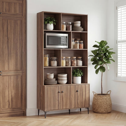 3 Door Bookshelf With Anti-Tipping Kits, Walnut Bookcases at Gallery Canada