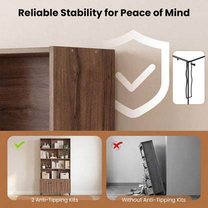 3 Door Bookshelf With Anti-Tipping Kits, Walnut Bookcases at Gallery Canada