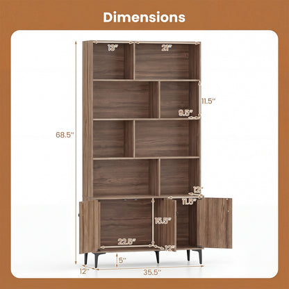 3 Door Bookshelf With Anti-Tipping Kits, Walnut Bookcases at Gallery Canada