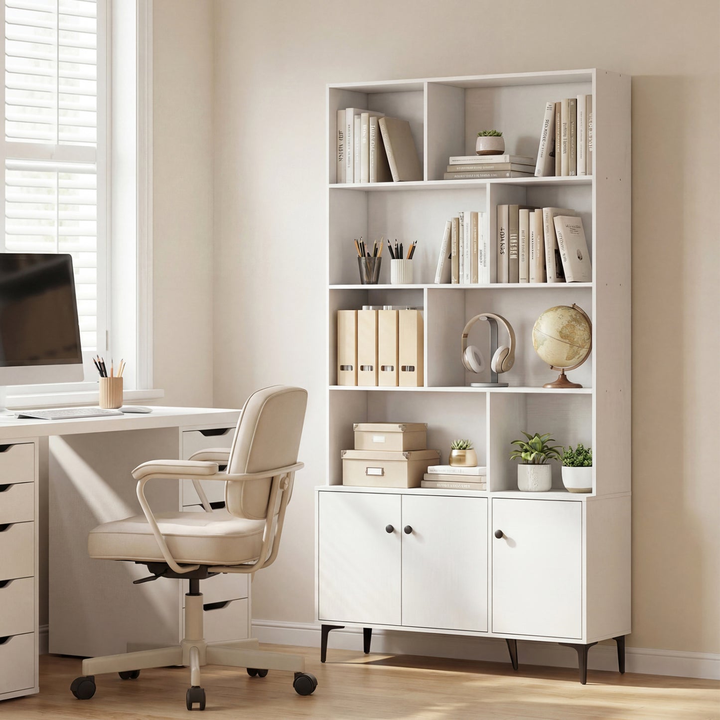 Bookshelf With 3 Doors, 2 Anti-Tipping Kits, White Bookcases at Gallery Canada