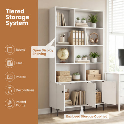 Bookshelf With 3 Doors, 2 Anti-Tipping Kits, White Bookcases at Gallery Canada