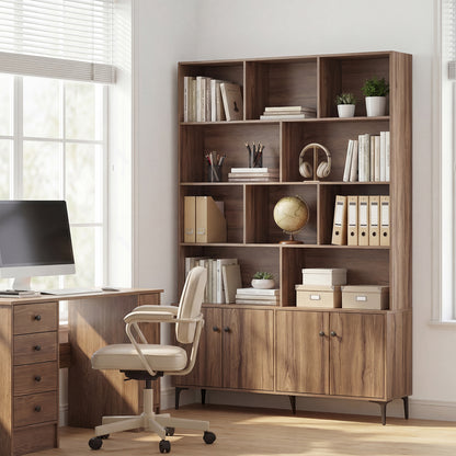 Bookshelf With 4 Doors, 2 Anti-Tipping Kits, Walnut Bookcases at Gallery Canada