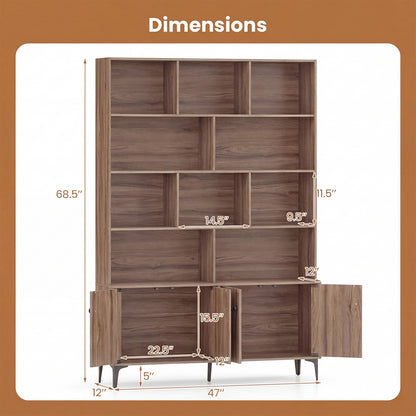Bookshelf With 4 Doors, 2 Anti-Tipping Kits, Walnut Bookcases at Gallery Canada