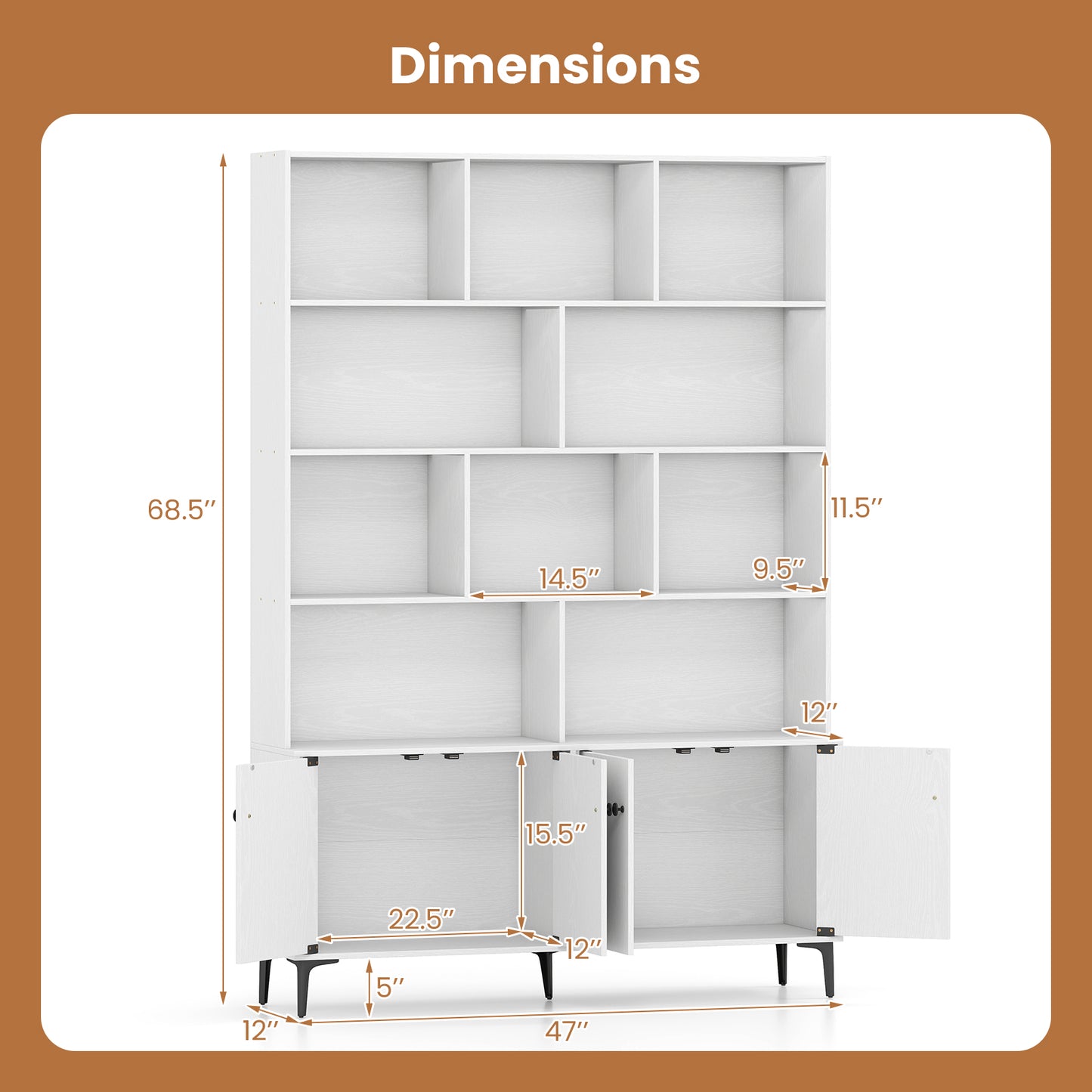 4 Door Bookshelf With 2 Anti-Tipping Kits, White Bookcases at Gallery Canada