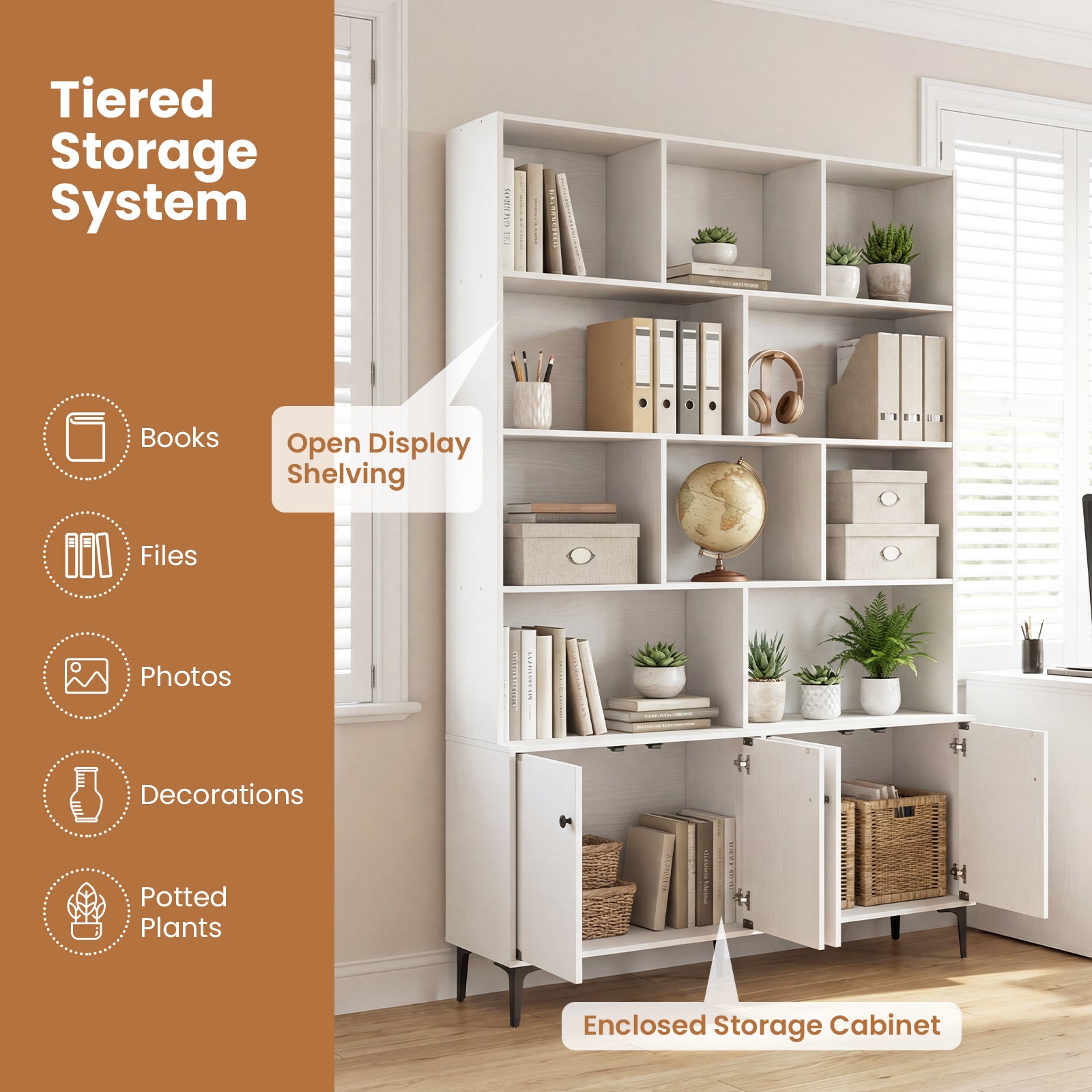 4 Door Bookshelf With 2 Anti-Tipping Kits, White Bookcases at Gallery Canada