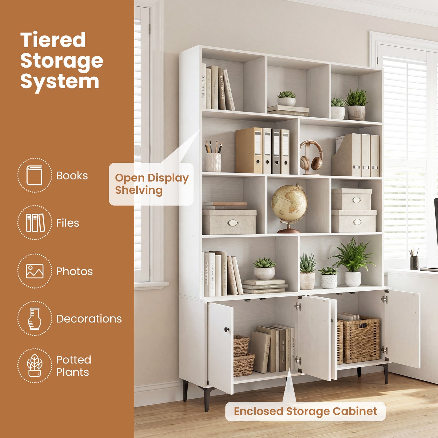 4 Door Bookshelf With 2 Anti-Tipping Kits, White Bookcases at Gallery Canada