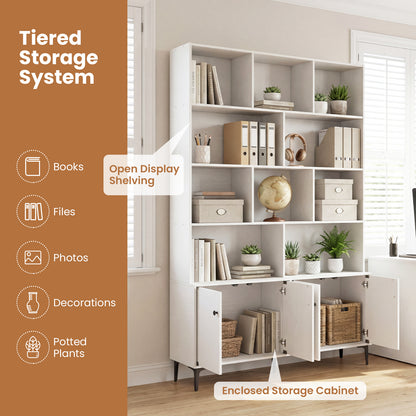 4 Door Bookshelf With 2 Anti-Tipping Kits, White Bookcases at Gallery Canada