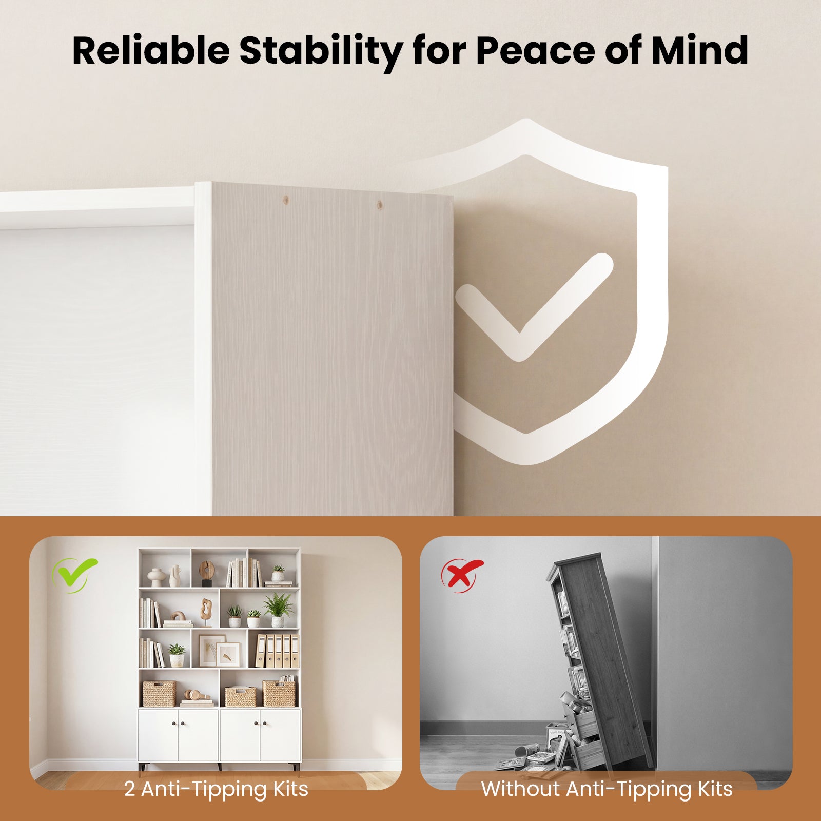 4 Door Bookshelf With 2 Anti-Tipping Kits, White Bookcases at Gallery Canada