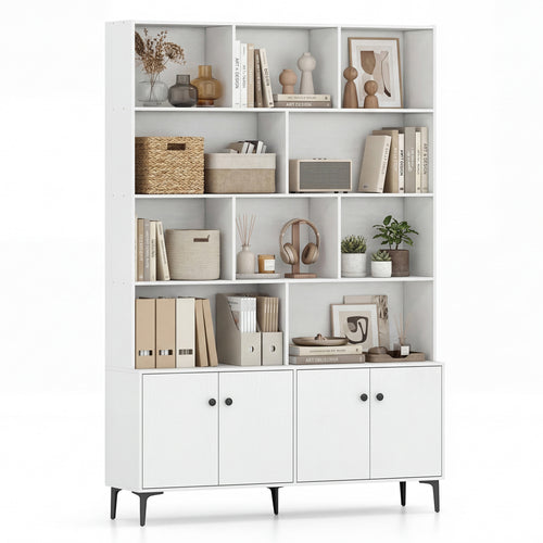 4 Door Bookshelf With 2 Anti-Tipping Kits, White