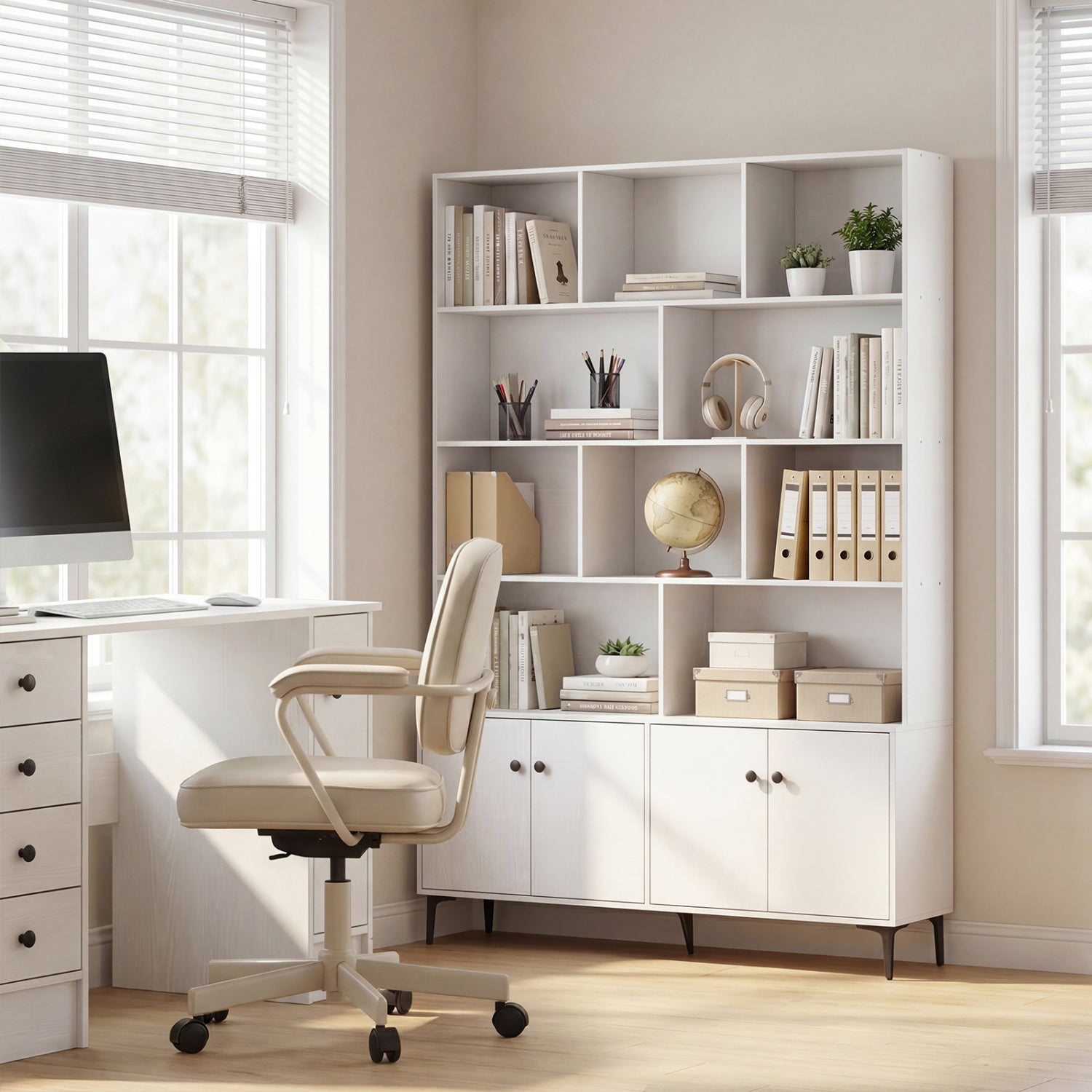 4 Door Bookshelf With 2 Anti-Tipping Kits, White Bookcases at Gallery Canada