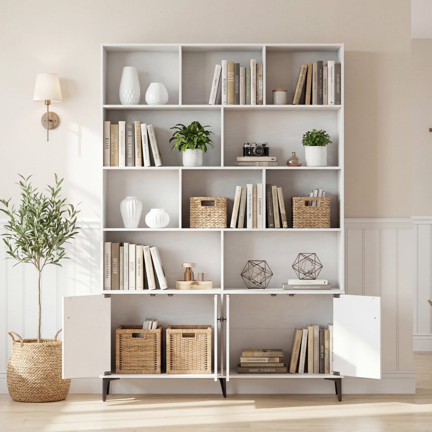 4 Door Bookshelf With 2 Anti-Tipping Kits, White Bookcases at Gallery Canada