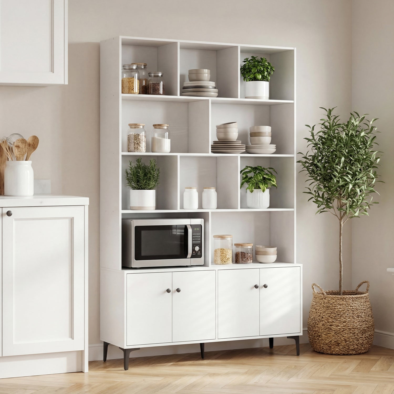 4 Door Bookshelf With 2 Anti-Tipping Kits, White Bookcases at Gallery Canada