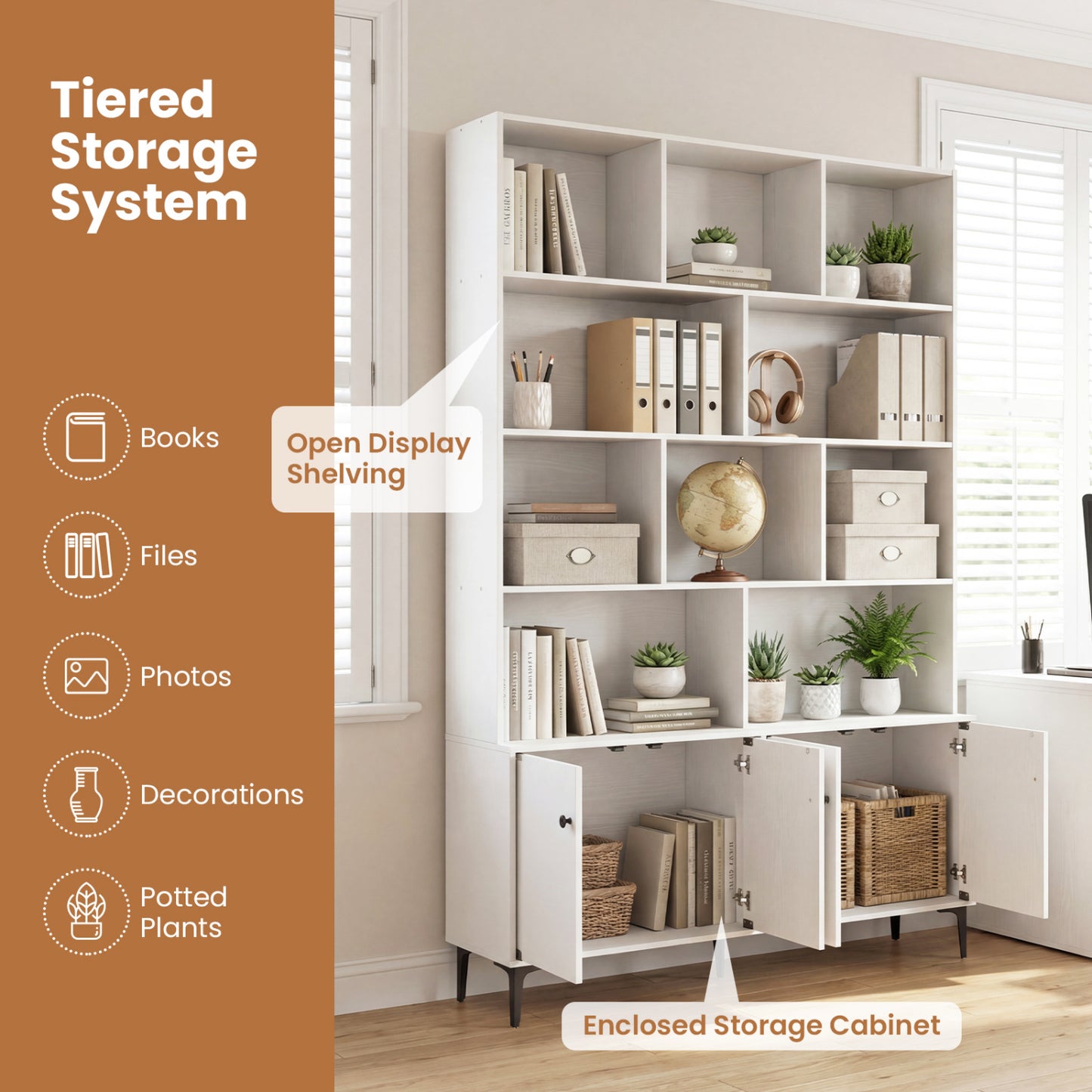 4 Door Bookshelf With 2 Anti-Tipping Kits, White Bookcases at Gallery Canada