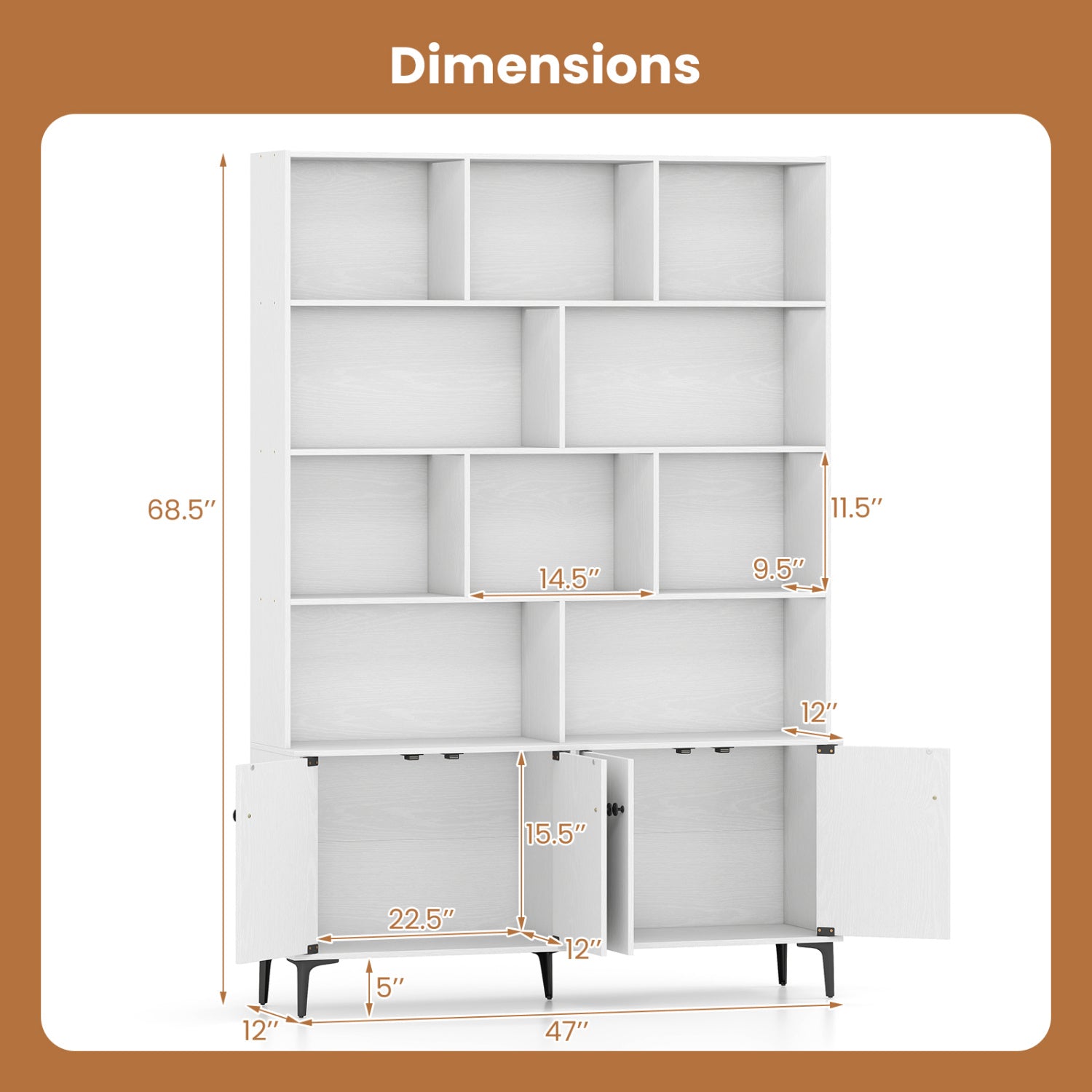 4 Door Bookshelf With 2 Anti-Tipping Kits, White Bookcases at Gallery Canada