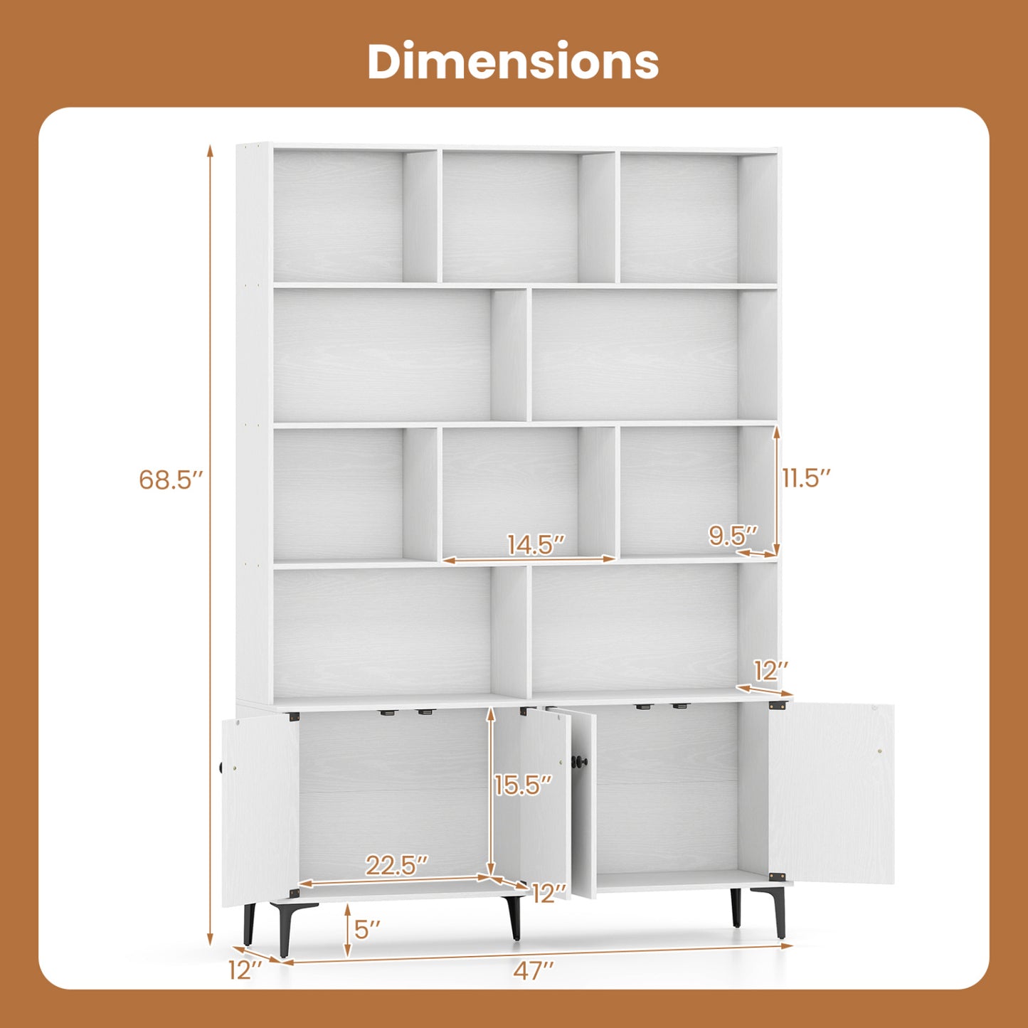 4 Door Bookshelf With 2 Anti-Tipping Kits, White Bookcases at Gallery Canada