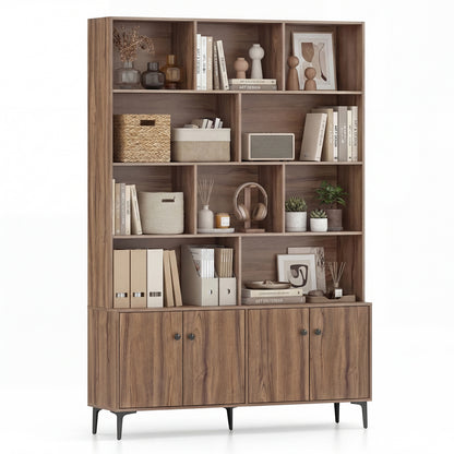 Bookshelf With 4 Doors, 2 Anti-Tipping Kits, Walnut Bookcases Walnut at Gallery Canada