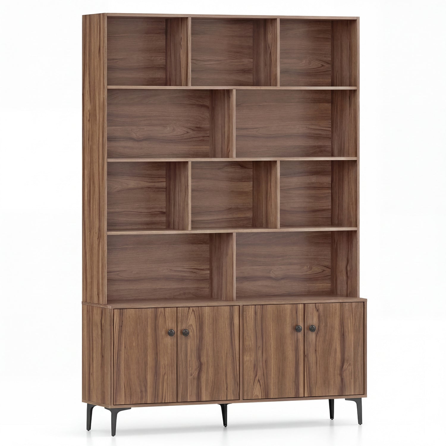 Bookshelf With 4 Doors, 2 Anti-Tipping Kits, Walnut Bookcases at Gallery Canada