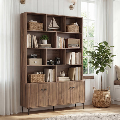 Bookshelf With 4 Doors, 2 Anti-Tipping Kits, Walnut Bookcases at Gallery Canada