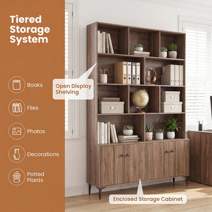Bookshelf With 4 Doors, 2 Anti-Tipping Kits, Walnut Bookcases at Gallery Canada