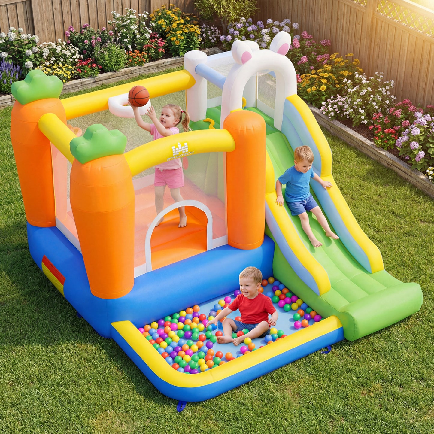 Kids Bounce House, Climbing Wall, 480W Blower, Multicolor Bounce House at Gallery Canada