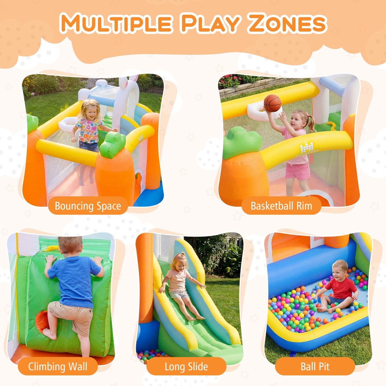Kids Bounce House, Climbing Wall, 480W Blower, Multicolor Bounce House at Gallery Canada