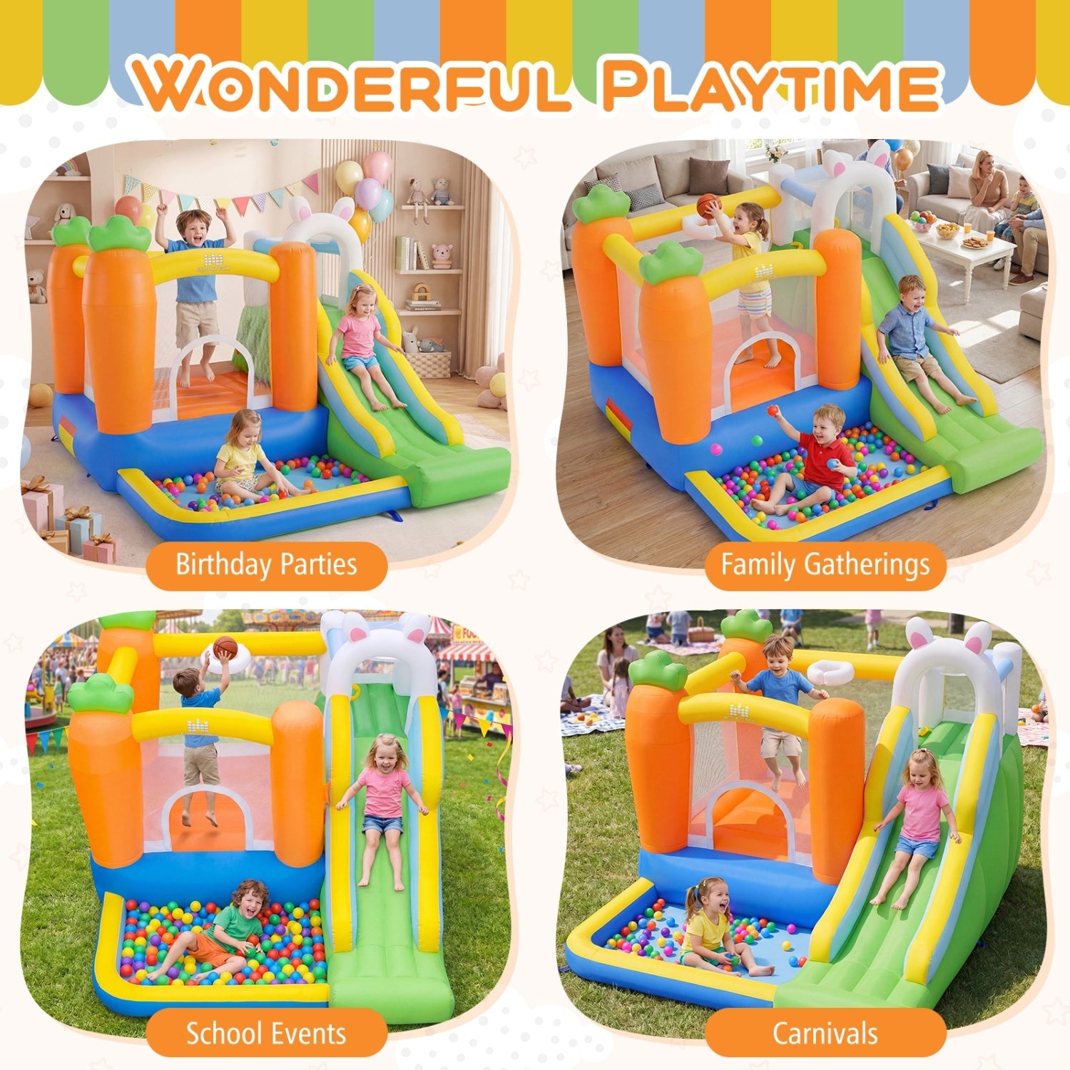 Kids Bounce House, Climbing Wall, 480W Blower, Multicolor Bounce House at Gallery Canada