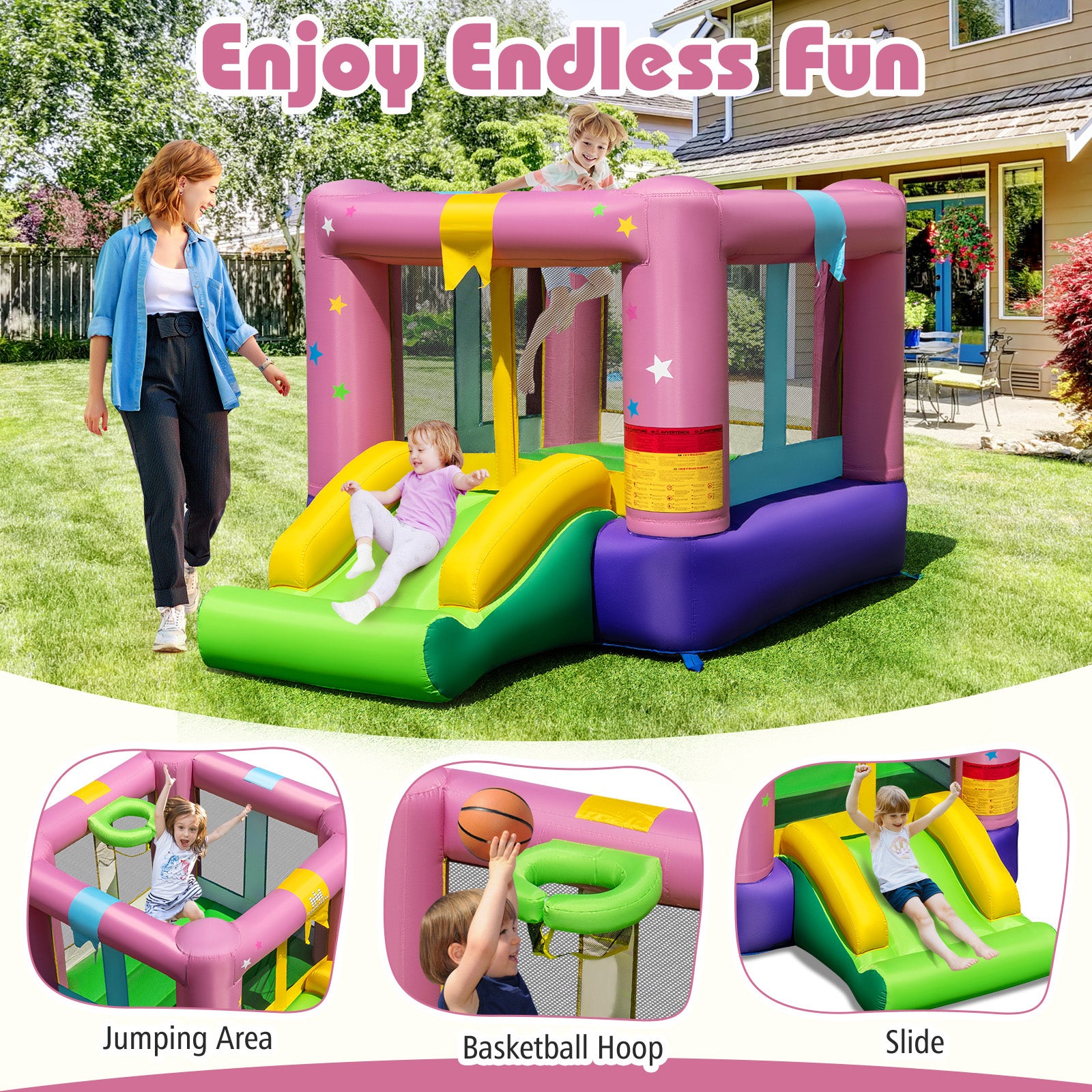 Bouncy Castle with Jumping Area and 520W Blower Bounce House at Gallery Canada