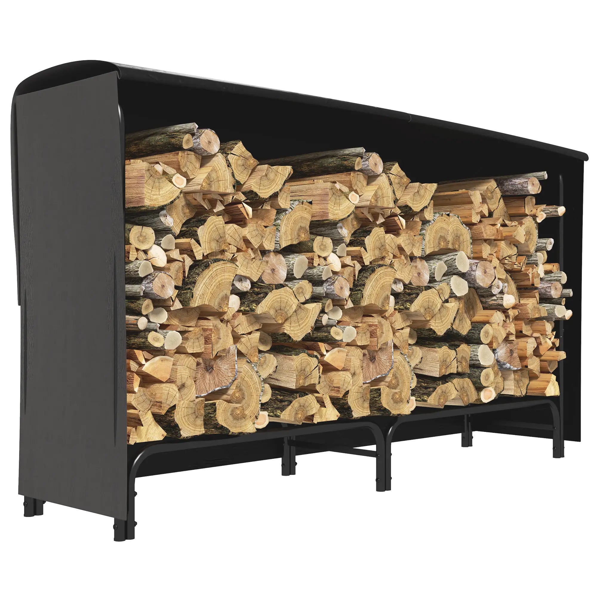 6ft Outdoor Firewood Rack with Cover, Adjustable Log Holder, Black Firewood Racks at Gallery Canada