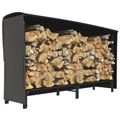 6ft Outdoor Firewood Rack with Cover, Adjustable Log Holder, Black Firewood Racks at Gallery Canada