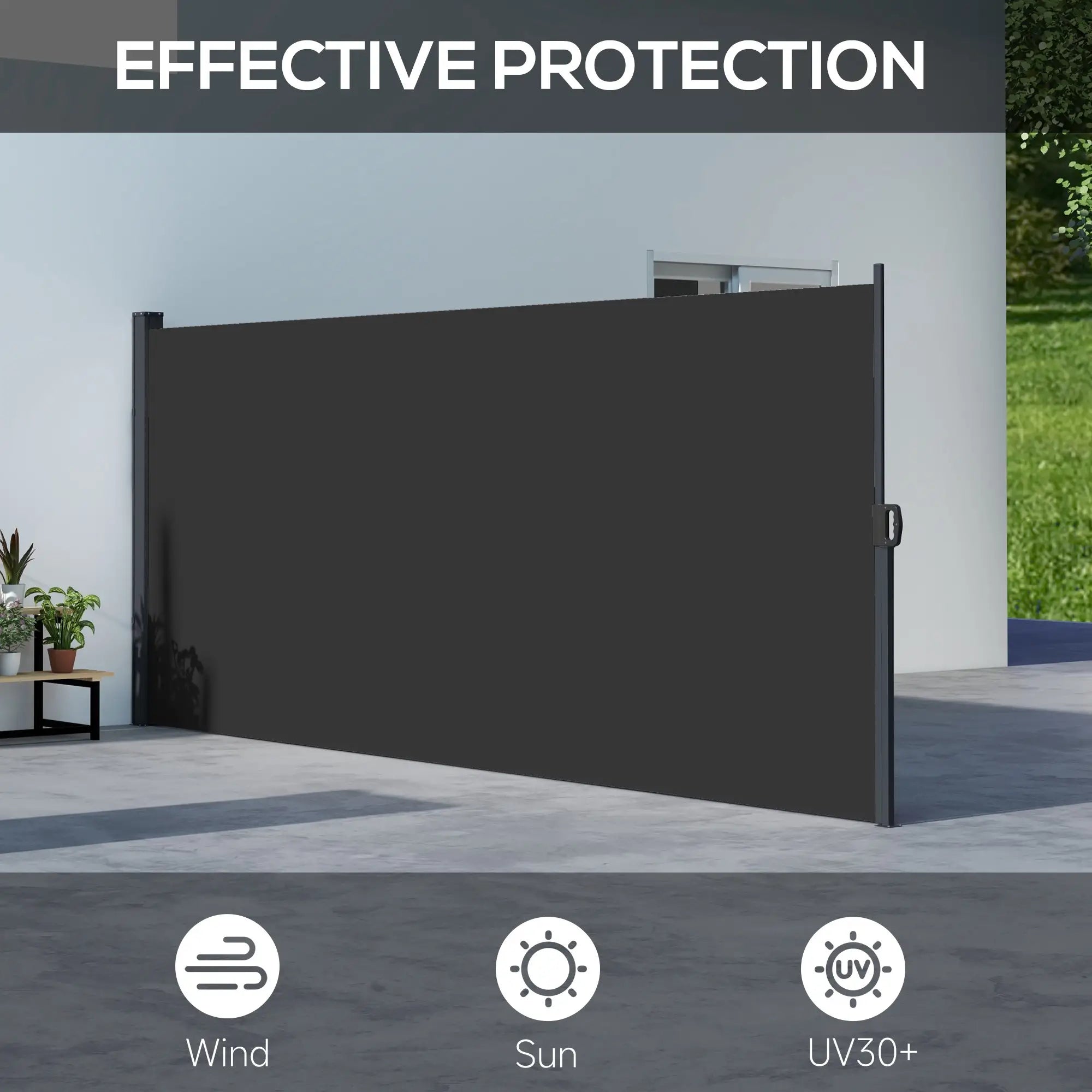 13' x 5' Retractable Side Awning, Outdoor Privacy Screen, Black Retractable Side Awning at Gallery Canada