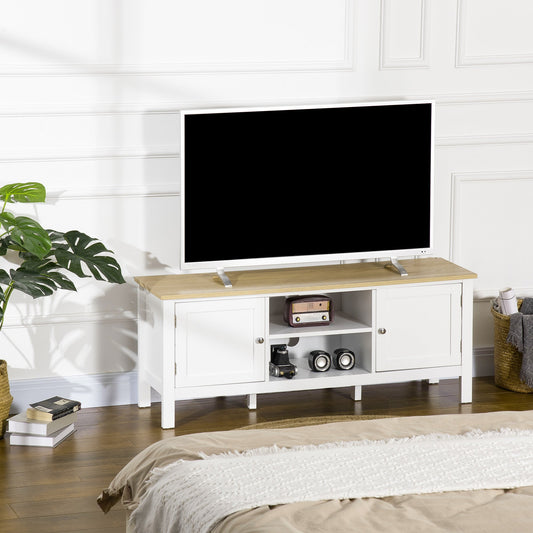 Modern TV Stand with Storage for TVs up to 50", TV Table with 2 Cabinets and Open Shelves, Entertainment Unit for Bedroom, Living Room, White - Gallery Canada