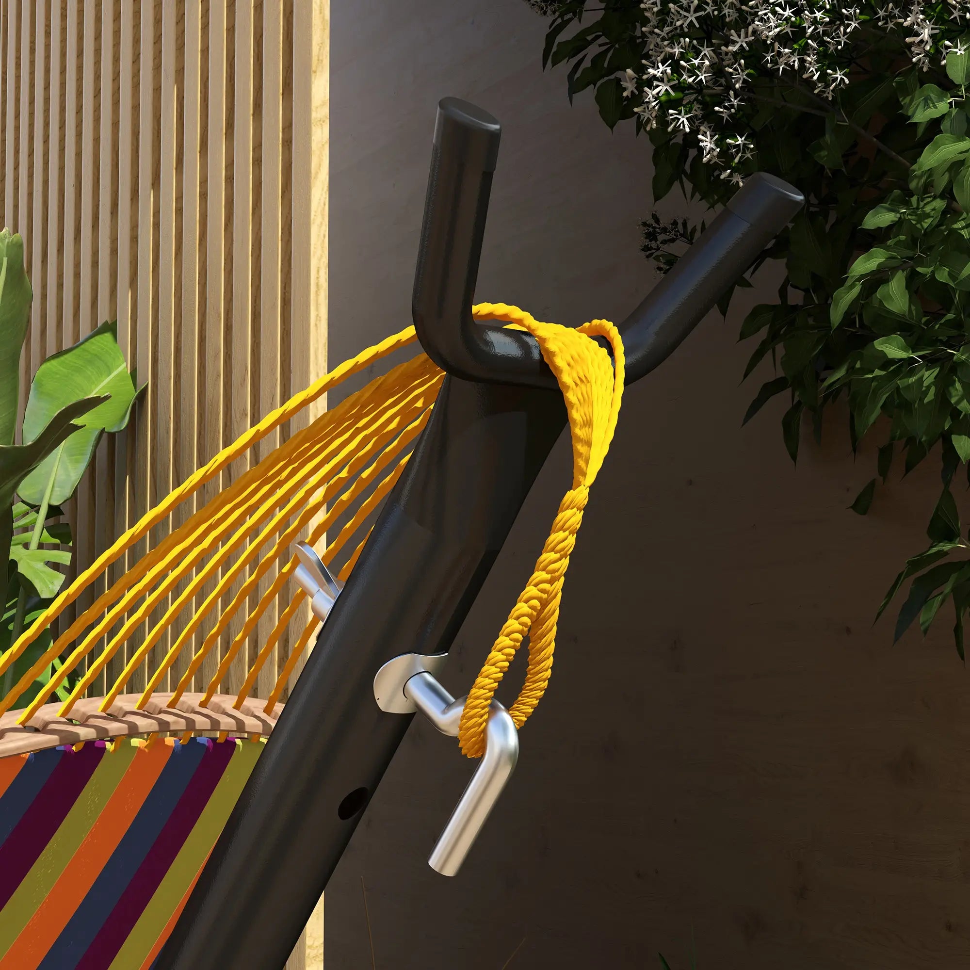 10' Hammock Stand With Side Tray, Steel Frame, Black Hammock Stands at Gallery Canada