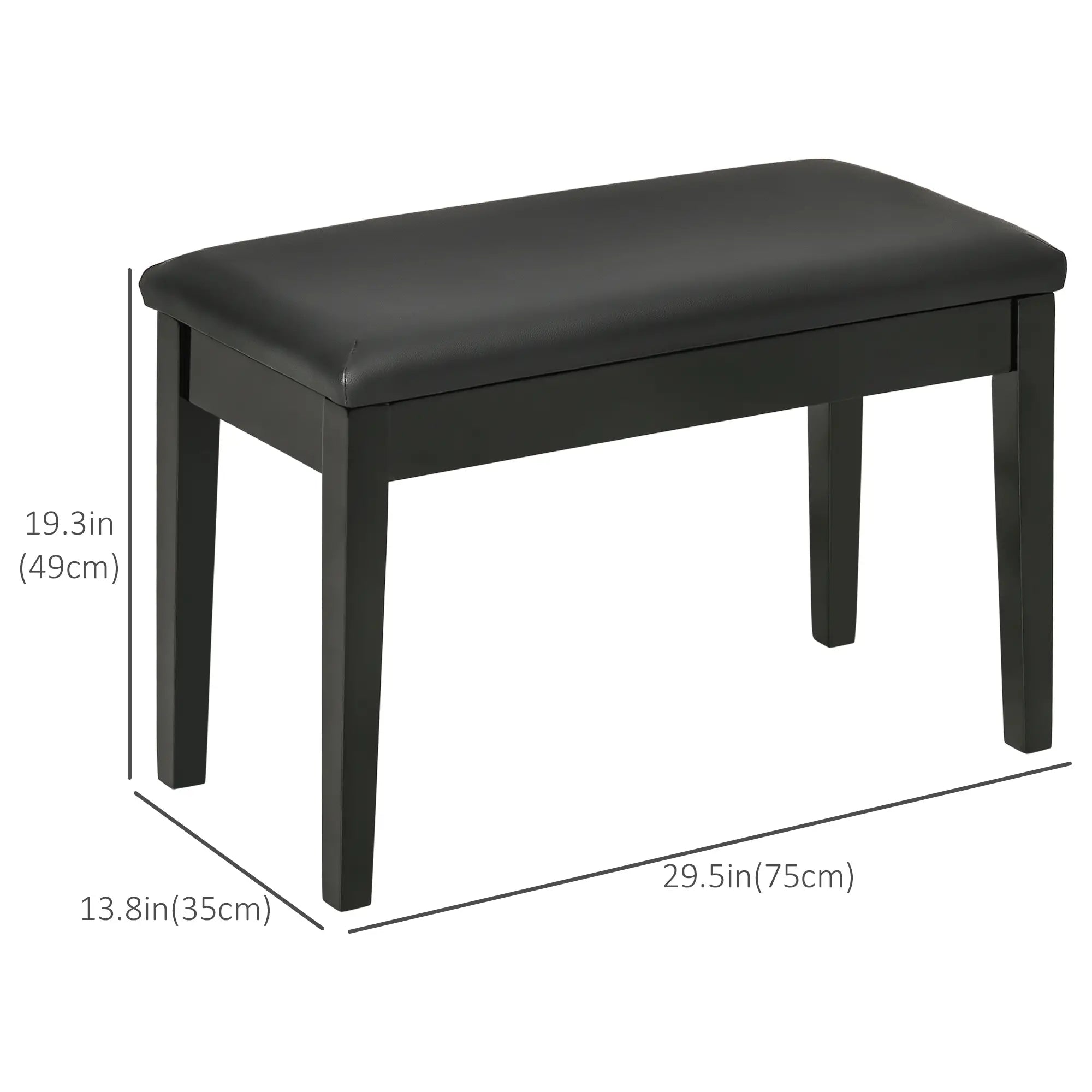 Classic Piano Bench, PU Leather, Rubber Wood Legs, Music Storage, Black Piano Benches at Gallery Canada