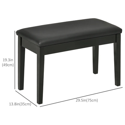 Classic Piano Bench, PU Leather, Rubber Wood Legs, Music Storage, Black Piano Benches at Gallery Canada