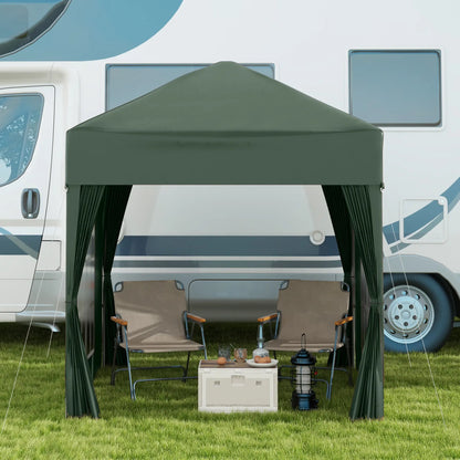 6.6'x6.6' Pop Up Canopy Tent, with Sidewalls, Carry Bag, Green Pop Up Canopies at Gallery Canada