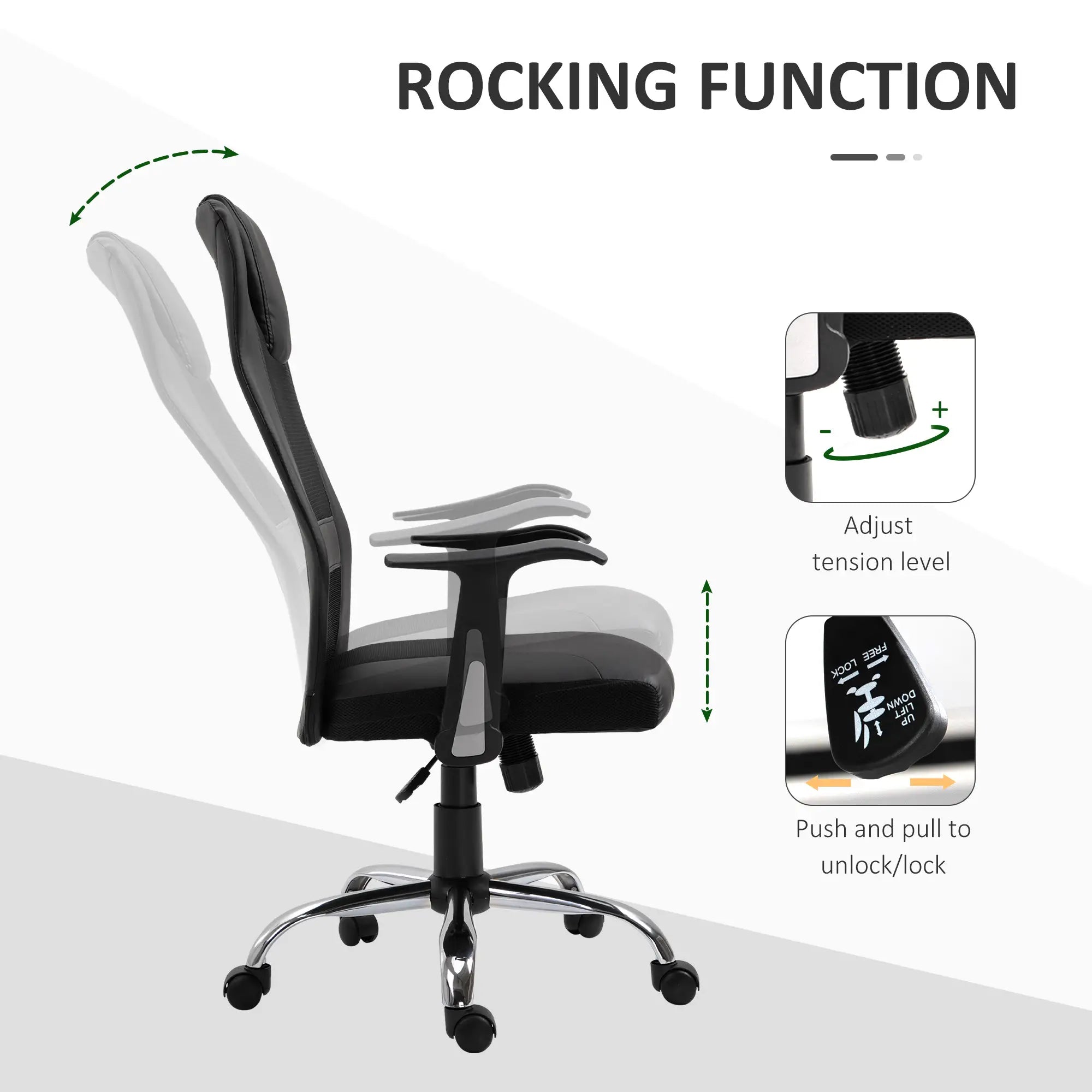 Ergonomic Office Chair, Thick Padded Headrest, Mesh Desk Chair, Tilt Function, Armrest, Black Task Chairs at Gallery Canada