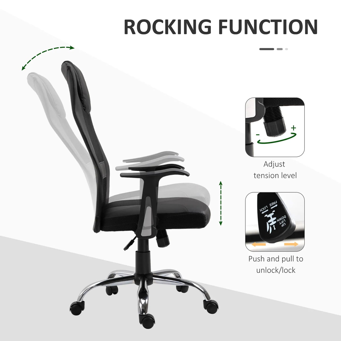 Ergonomic Office Chair, Thick Padded Headrest, Mesh Desk Chair, Tilt Function, Armrest, Black Task Chairs at Gallery Canada