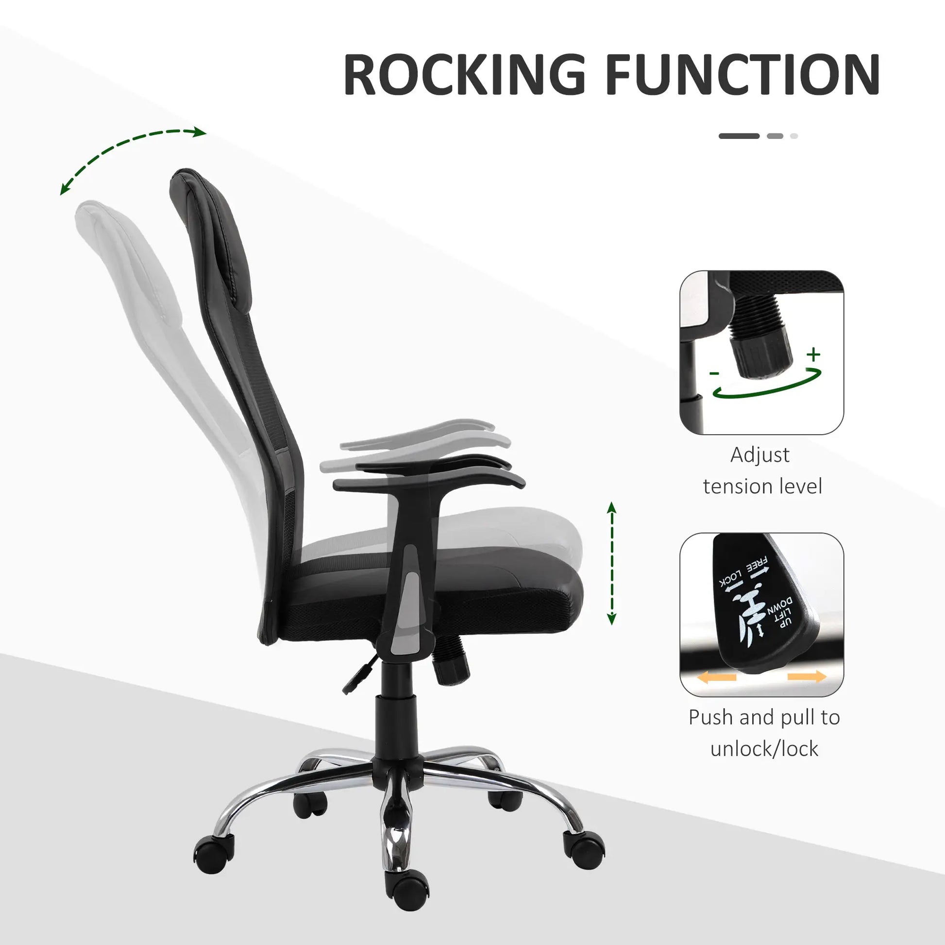 Ergonomic Office Chair, Thick Padded Headrest, Mesh Desk Chair, Tilt Function, Armrest, Black Task Chairs at Gallery Canada