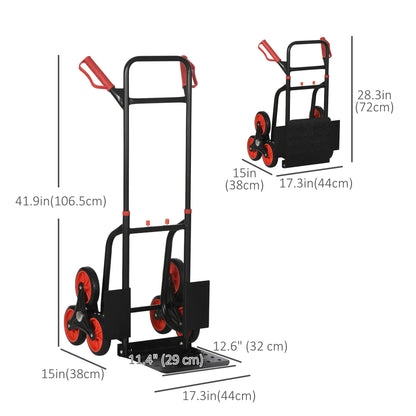6-Wheels Stair Climber Cart, Foldable Steel, 264lbs, Black and Red Folding Hand Trucks at Gallery Canada