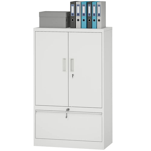 Lateral Filing Cabinet, Metal Storage Cabinet, White