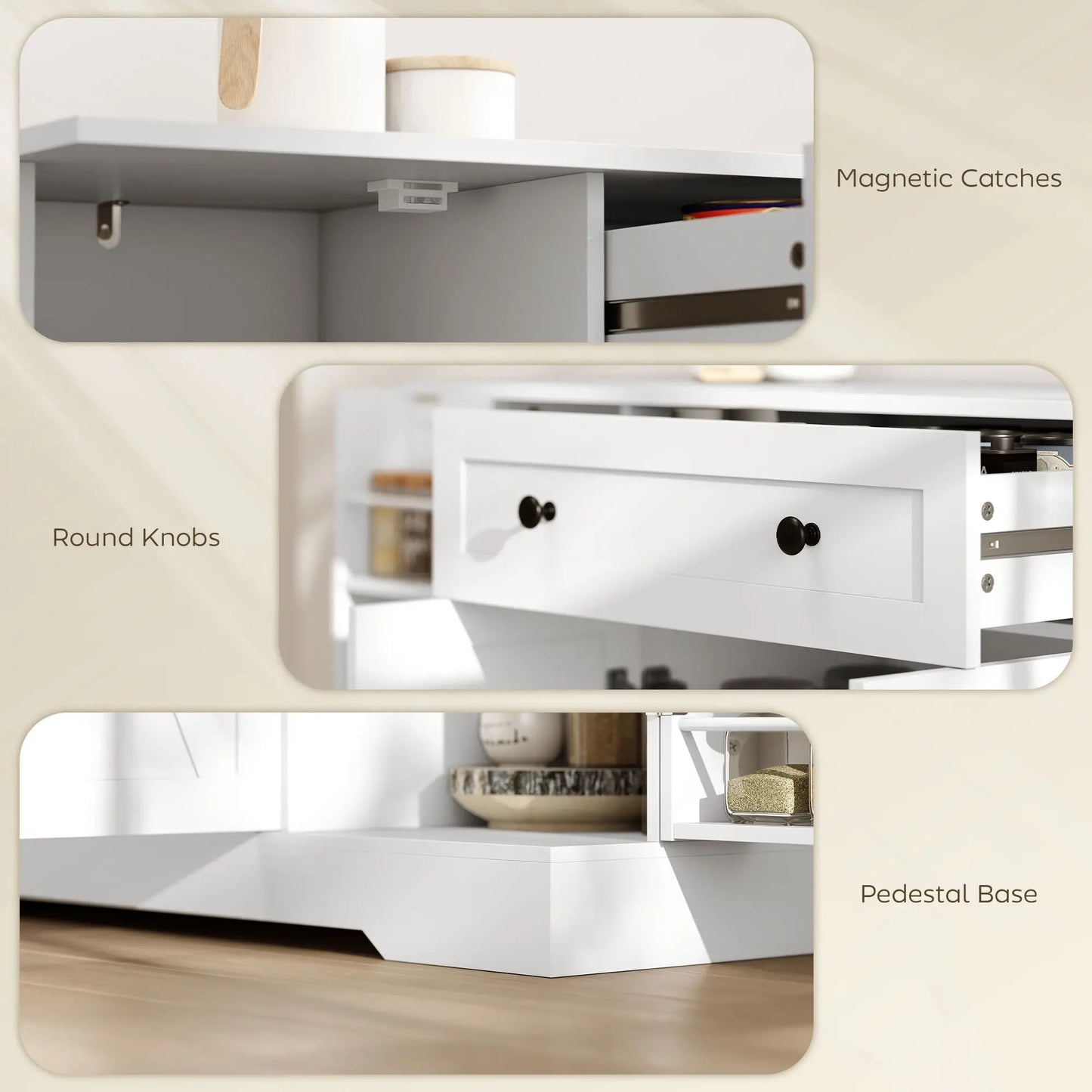 Farmhouse Sideboard Buffet Cabinet, Adjustable Shelves, Barn Doors, White Bar Cabinets at Gallery Canada