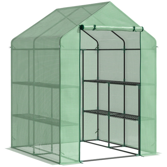 56" x 54" x 74" Walk-in Greenhouse Portable Garden Plant Flower Seed Warm House 8 Shelves Outdoor Plant Growth Hot House PE Cover Green - Gallery Canada