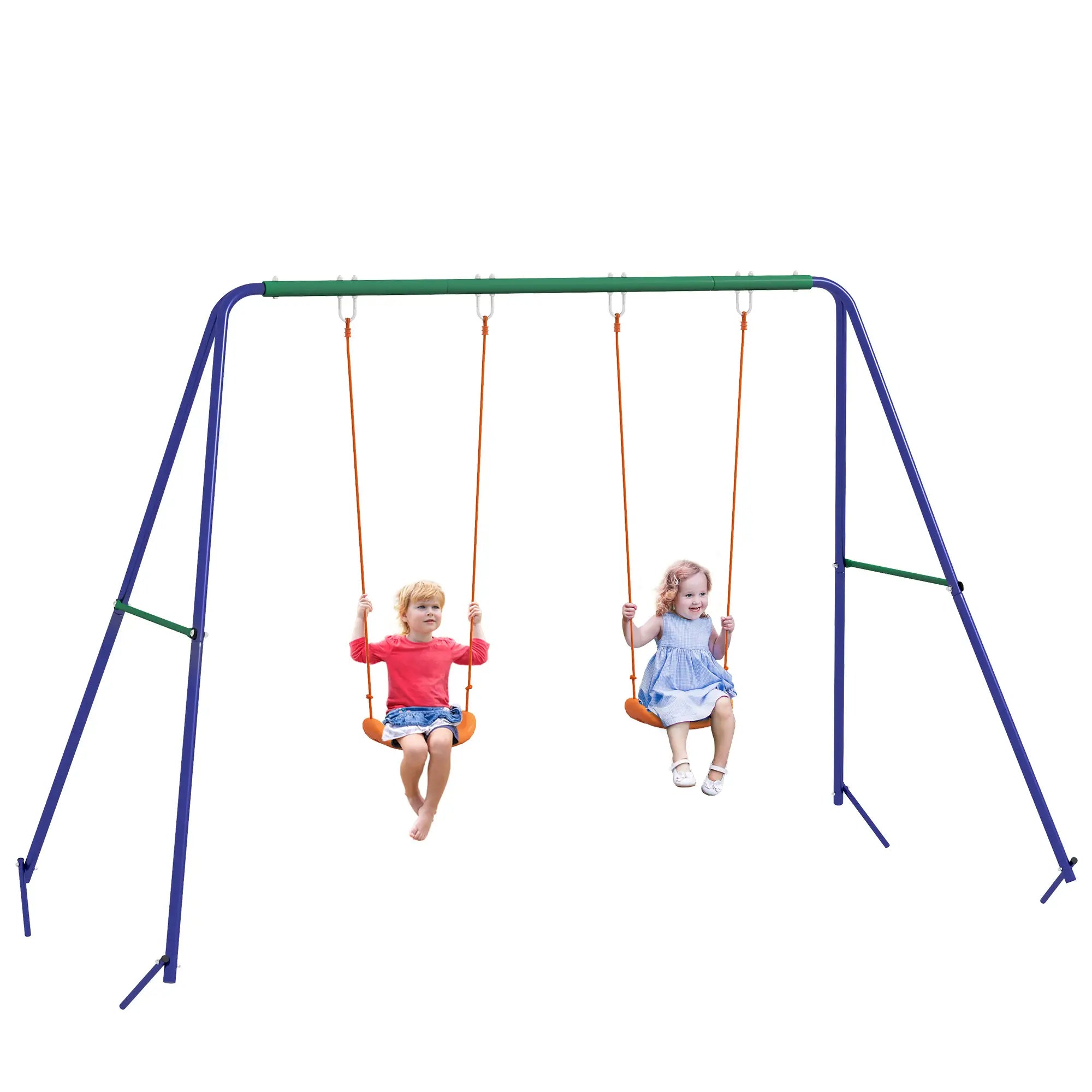 Kids Outdoor Swing Set, Metal Frame, Double Seats, Ages 3-8 Gym Sets & Swings at Gallery Canada