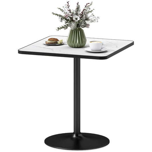 Modern Dining Table For 4, White Marble Effect Tabletop, Round Base, White Dining Tables White Marble Effect, Black at Gallery Canada
