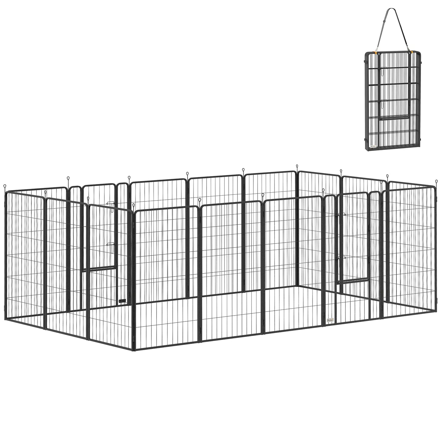 16 Panels Dog Playpen, Portable, for Large Dogs, 47" Height Houses, Kennels & Pens Black at Gallery Canada