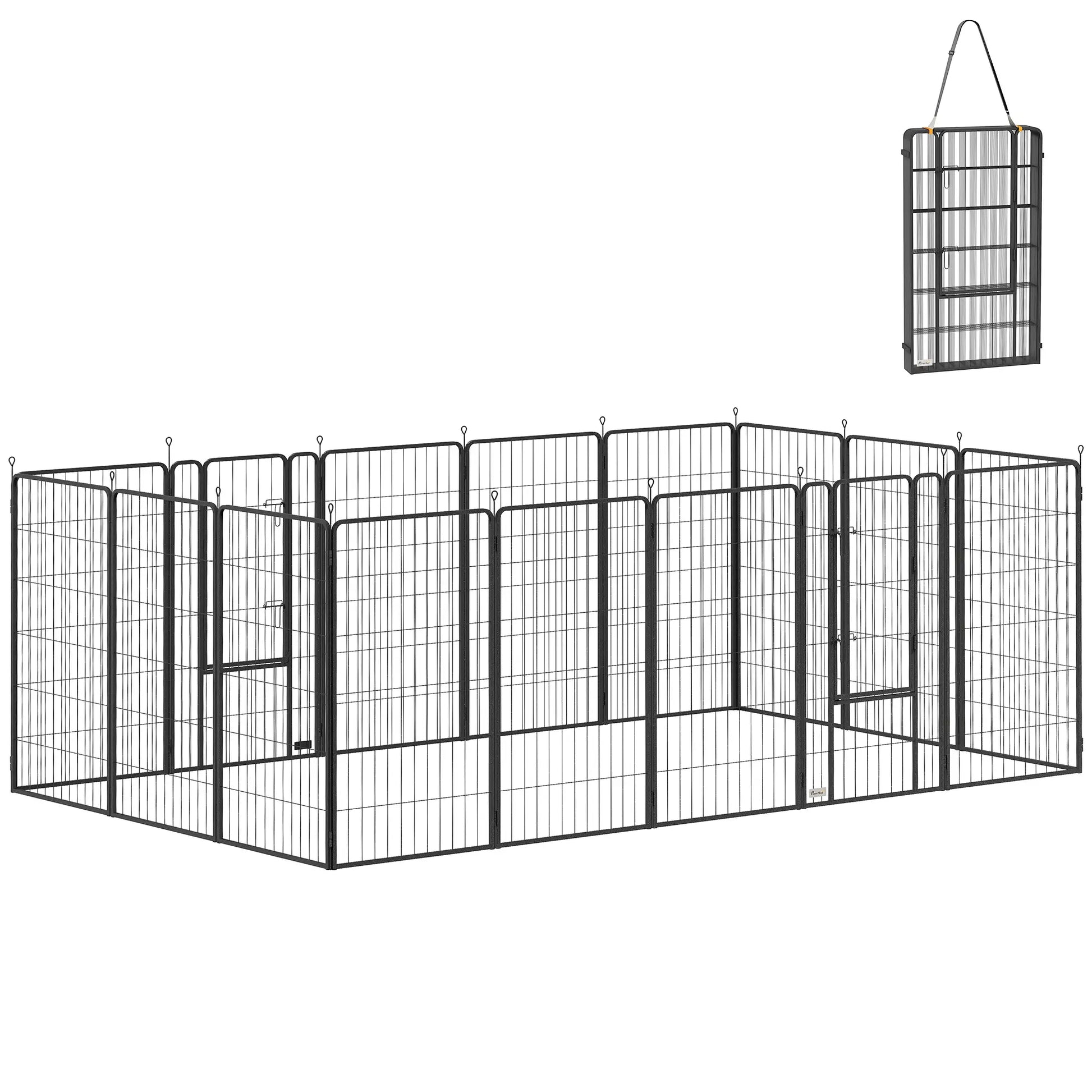 16 Panels Dog Playpen, Portable, for Large Dogs, 47" Height Houses, Kennels & Pens Black at Gallery Canada
