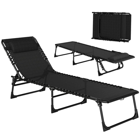 Outdoor Folding Lounge Chair, 4-Level Adjustable, Black Lounger Chairs Black at Gallery Canada