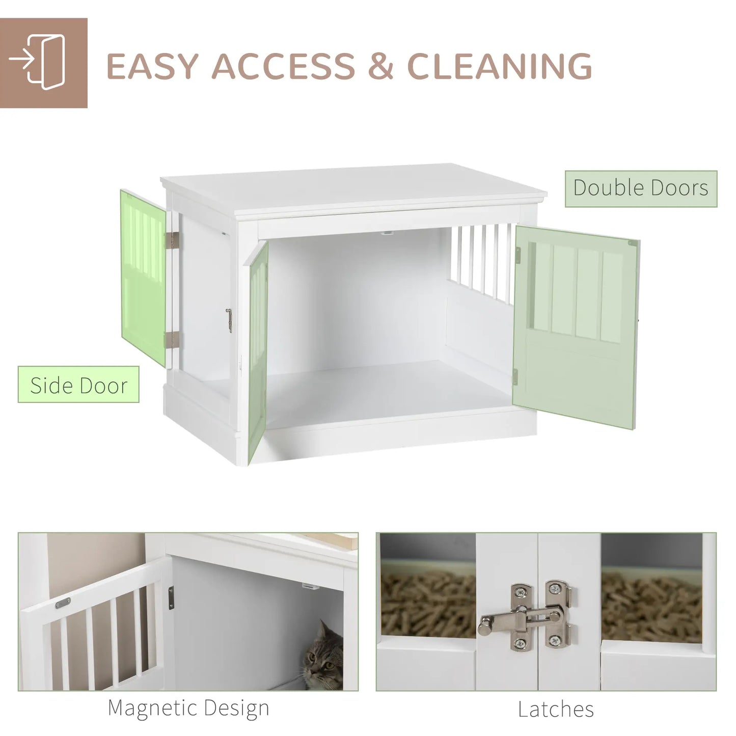 31" Dog Crate End Table, Three Doors, White Houses, Kennels & Pens at Gallery Canada
