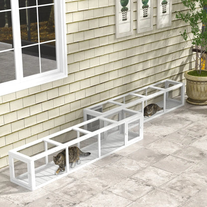 79" Long Cat Tunnel, L-Shape Extendable Design, Indoor Outdoor Enclosure, White Outdoor Cat Enclosures at Gallery Canada
