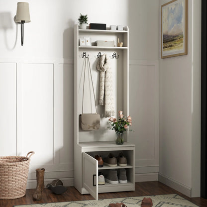 Rustic Hall Tree, Shoe Storage Bench, Coat Rack, Shelves, White Clothing Storage at Gallery Canada